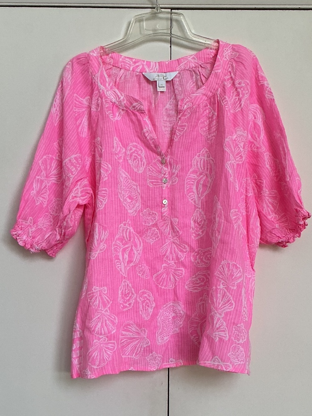 Lilly Pulitzer sz XL Caprina Top Rousseau Pink Cool As Shell